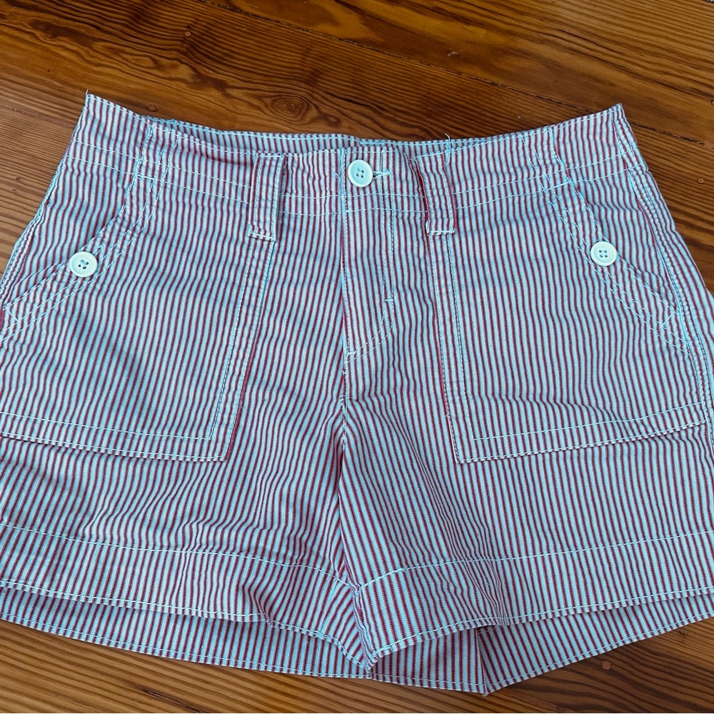 Faded Glory Red and White Striped High Waist Shorts